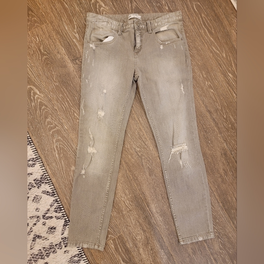 Free People Gray Straight Leg Jeans